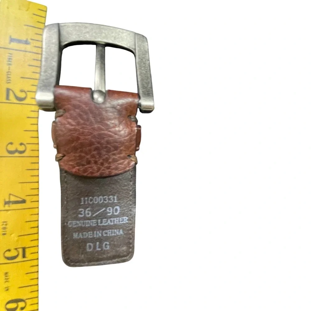 Mens Brown Leather Canvas Rugged Outdoor Casual Webbing Belt Size 36 Columbia